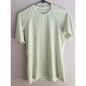Nike Dri-FIT Swim Mens UPF 40+ Short Sleeve Rashguar Swim Tee Lime Green M